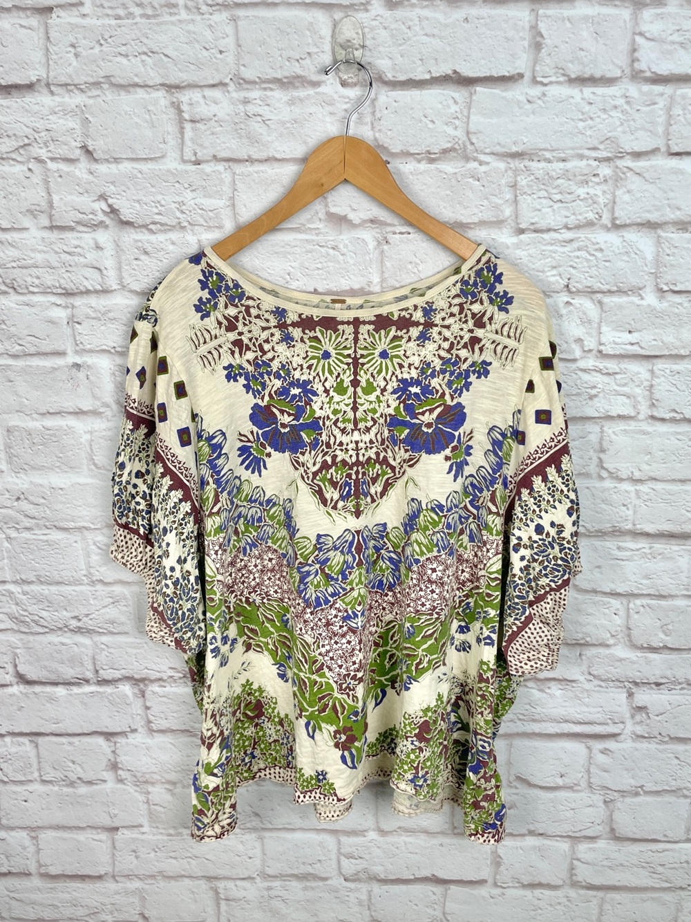 Free People Luly Ivory Puff Sleeve Short Sleeve T-Shirt Size XL